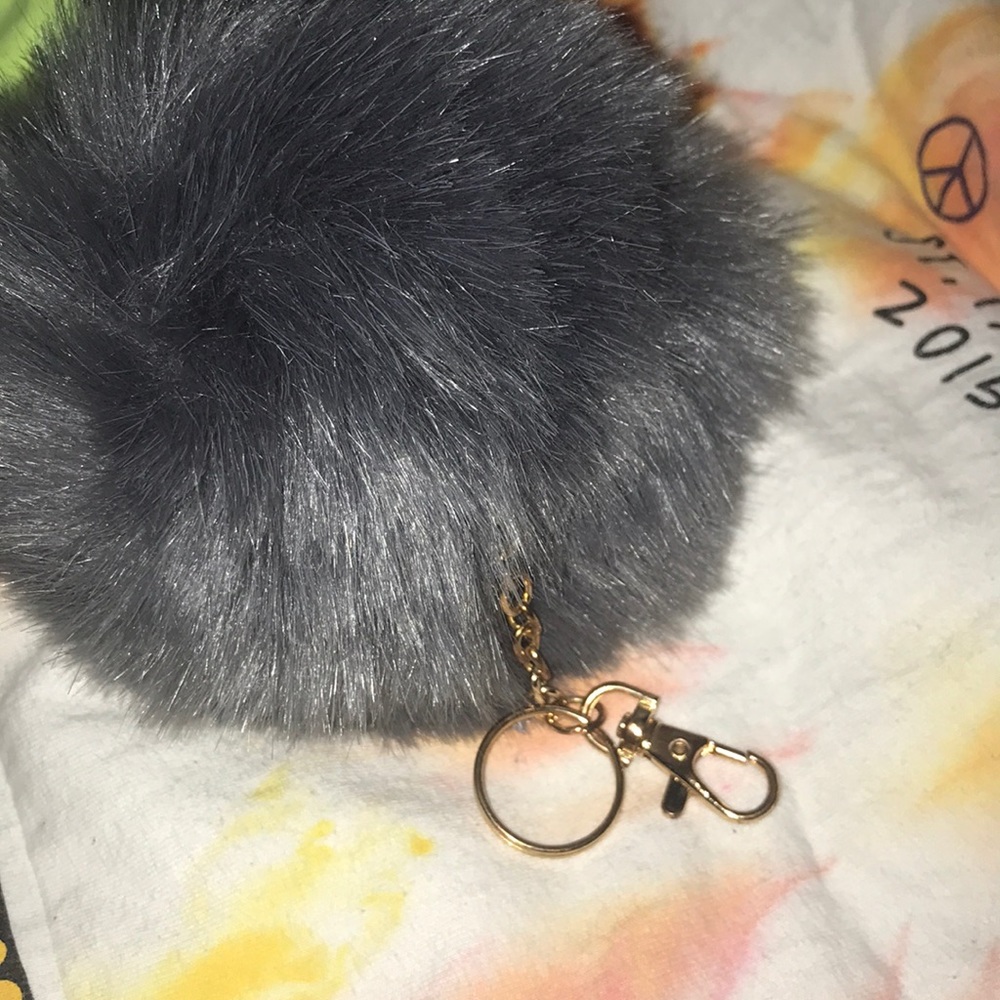 Large furry Pom Pom keychain